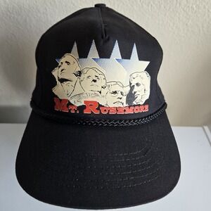 Vintage Mt. Rushmore Rope‎ Hat Cap Presidents USA American Art Snapback Black
